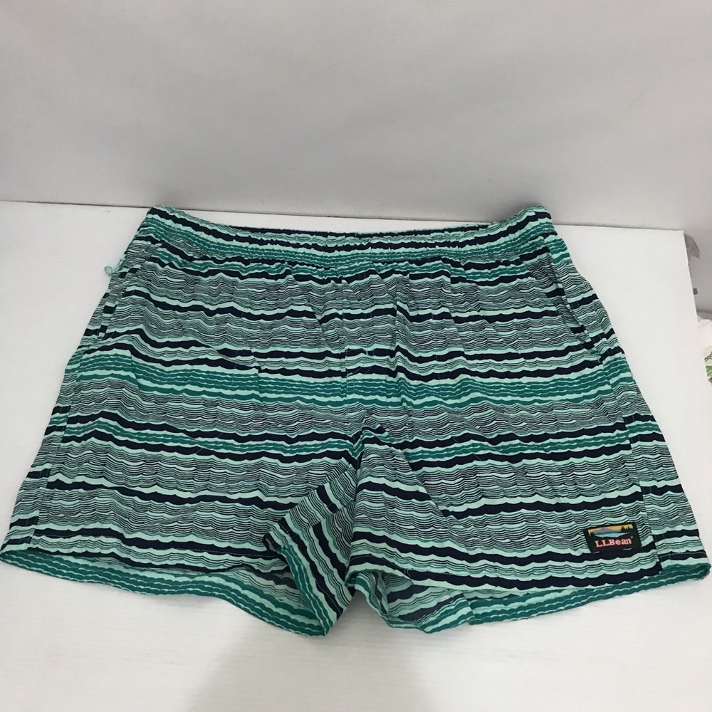 L.L.Bean Striped Green & Navy Swim Trunks Size XL